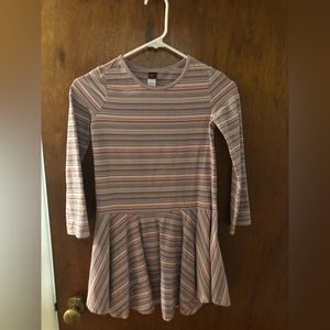 Tea Collection Girls Long Sleeve Dress in pink striped pattern, size 8